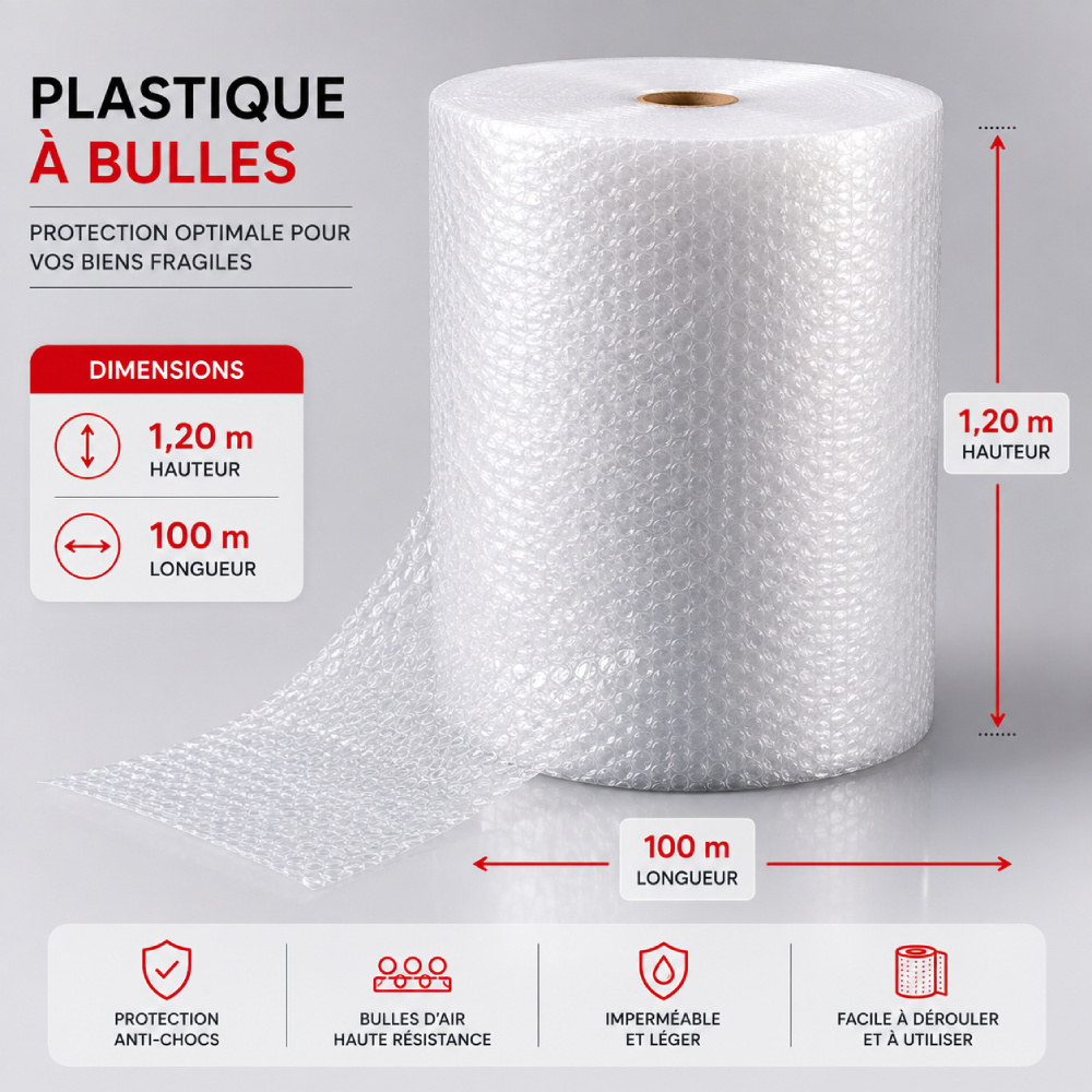 Plastique à bulles 1.20m x 100m Plastique à bulles — 1,20 m × 100 m